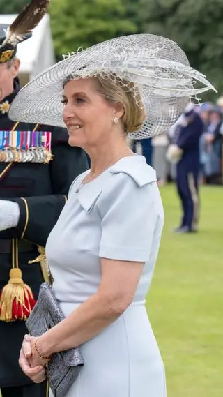 Sophie, Duchess of Edinburgh greets guests during the Sovereign's Garden Party held at the Palace of Holyroodhouse