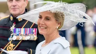 Sophie, Duchess of Edinburgh greets guests during the Sovereign's Garden Party held at the Palace of Holyroodhouse