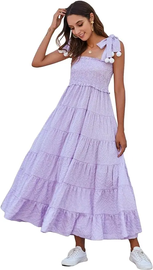 pom-pom tiered maxi dress