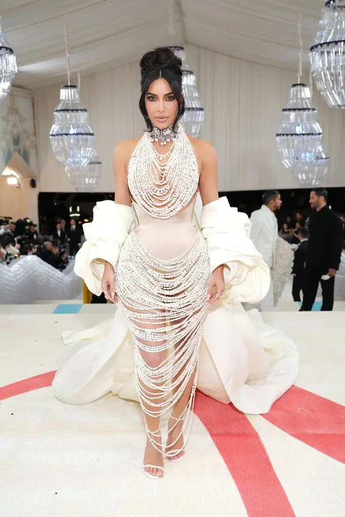 Kim wore a custom look by Daniel Roseberry for Schiaparelli