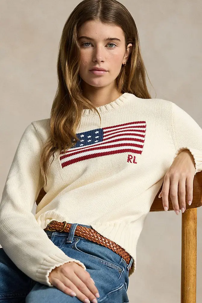 Flag Cotton Crewneck Sweater