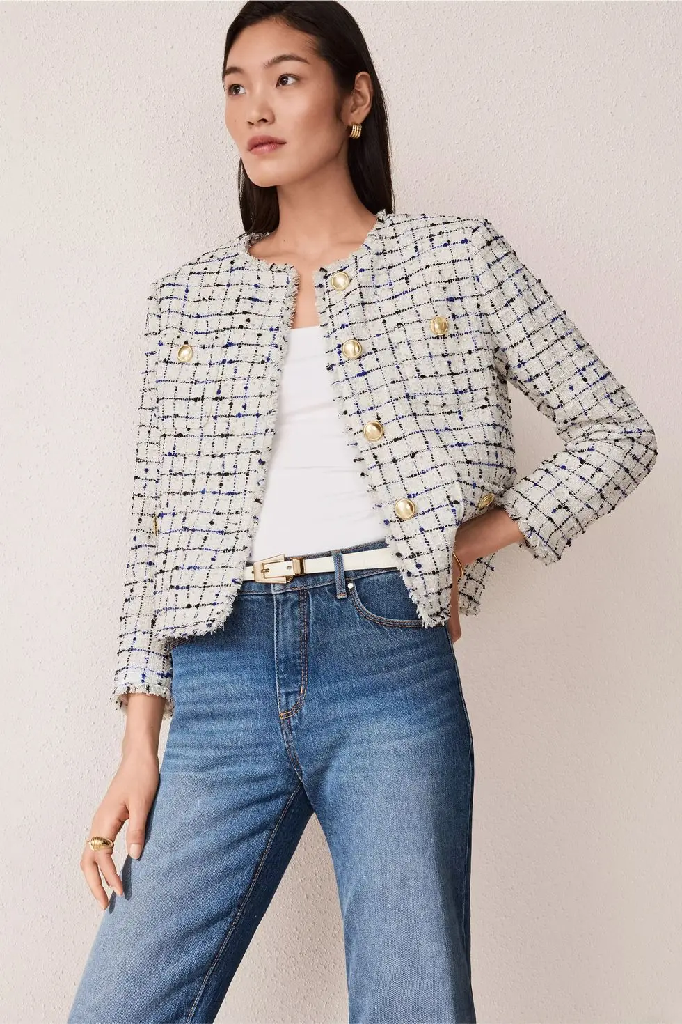 The Short Patch Pocket Jacket in Confetti Fringe Tweed