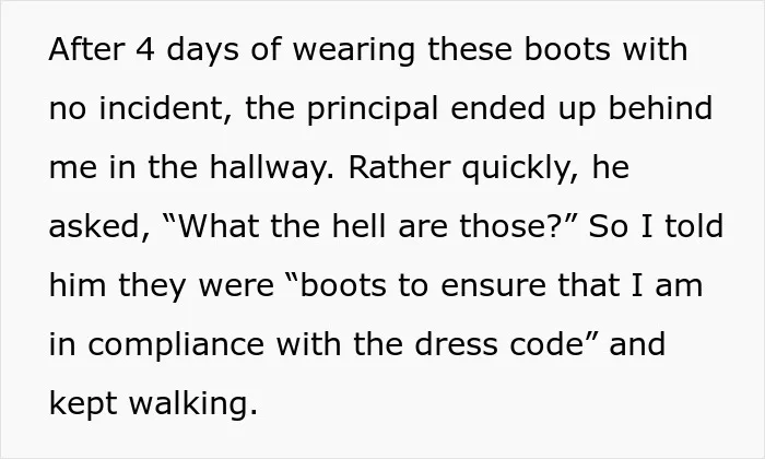 Teacher Banned From Wearing Sneakers Due To Dress Code, Responds With Goth Platform Boots