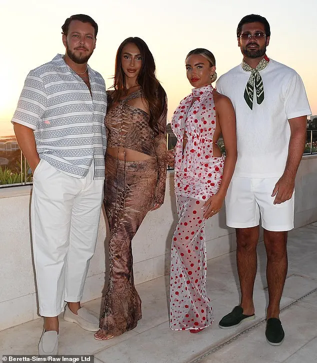 Dan and Ella posed with James 'Diags' Bennewith (left) and his girlfriend Jodie Well, who joined the cast last series