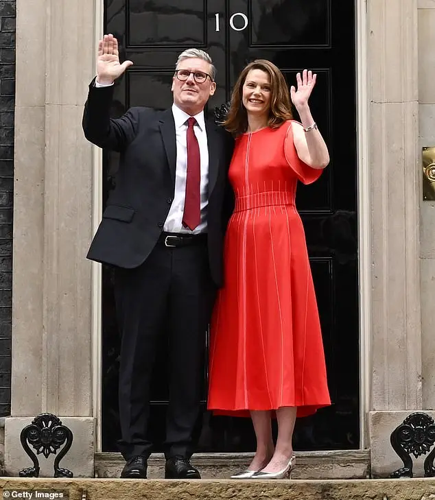 Pictured: Lady Victoria Starmer wore a ME+EM dress on Friday after her husband Sir Keir won the election by a landslide