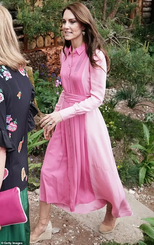 Pictured: The Princess of Wales wore this pink shirt dress by ME+EM for a surprise appearance at Chelsea Flower Show last year