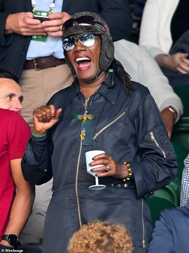 Wimbledon's stylish dress code is slipping as stars took to the stands in casual attire this year, including Grace Jones (pictured)