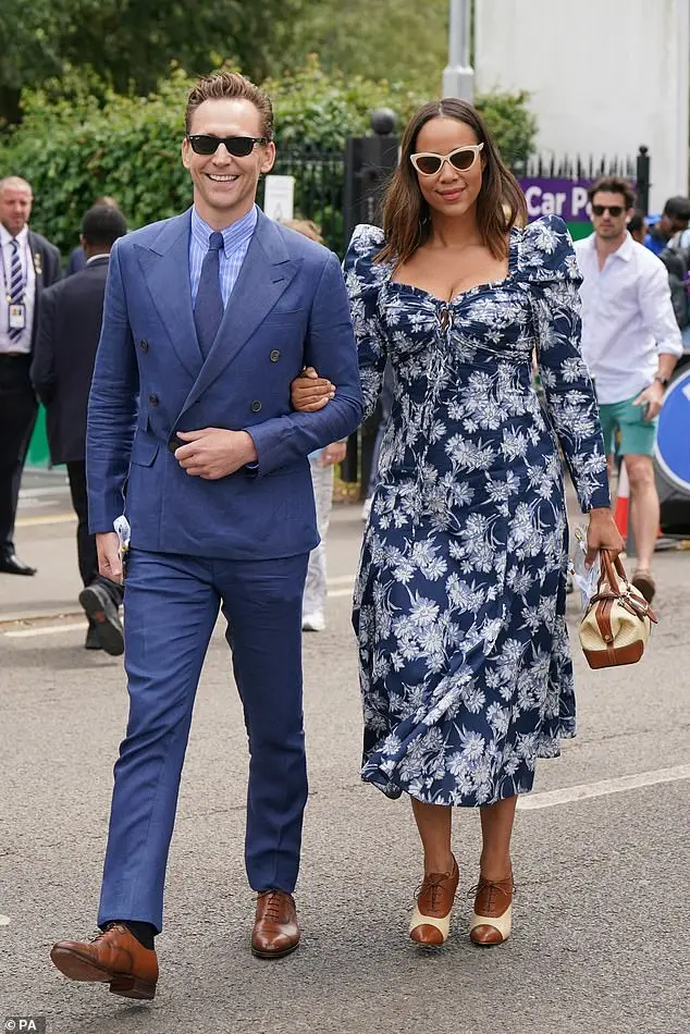 Zawe Ashton (R) and Tom Hiddleston (L) arrived at the 2023 Wimbledon Championships in their finest garments