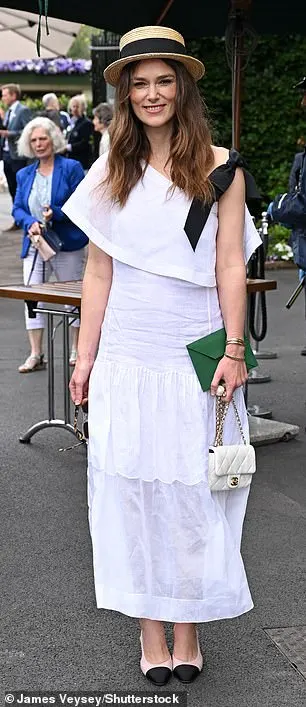 The actress, 39, looked typically chic in a semi-sheer white dress, teamed with pink slip-on shoes and a straw hat