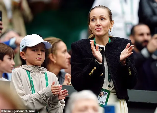 The tennis star's wife Jelena Djokovic looked slightly uncomfortable as Djokovic took on the crowd