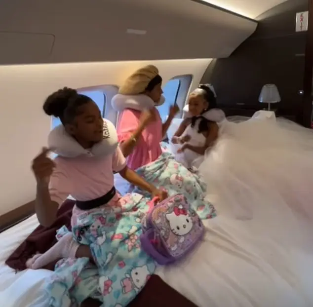 The next clip was taken after the group boarded a lavish, private jet as they prepared to head to Paris