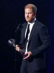 HOLLYWOOD, CALIFORNIA - JULY 11: Prince Harry, Duke of Sussex accepts the Pat Tillman Award onstage during the 2024 ESPY Awards at Dolby Theatre on July 11, 2024 in Hollywood, California. (Photo by Frazer Harrison/Getty Images)