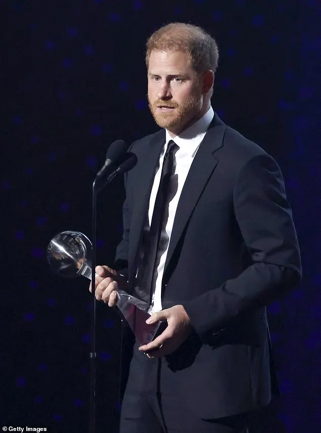 During his acceptance speech, Prince Harry paid touching tribute to Princess Diana when he noted that the 'bond between a mother and son is eternal'