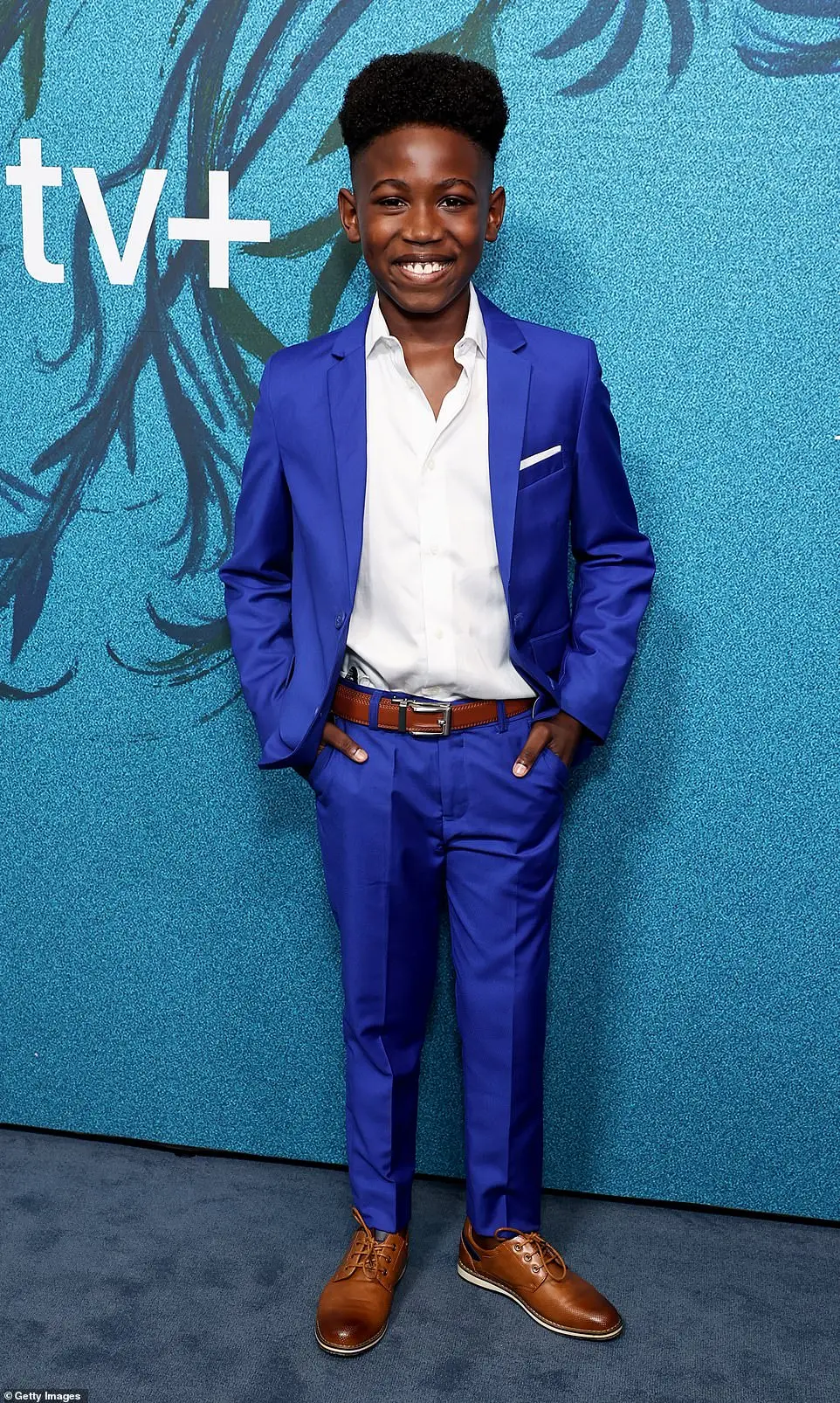 Actor Samir Royal Corbin, nine, wore a royal blue suit to Thursday night's premiere