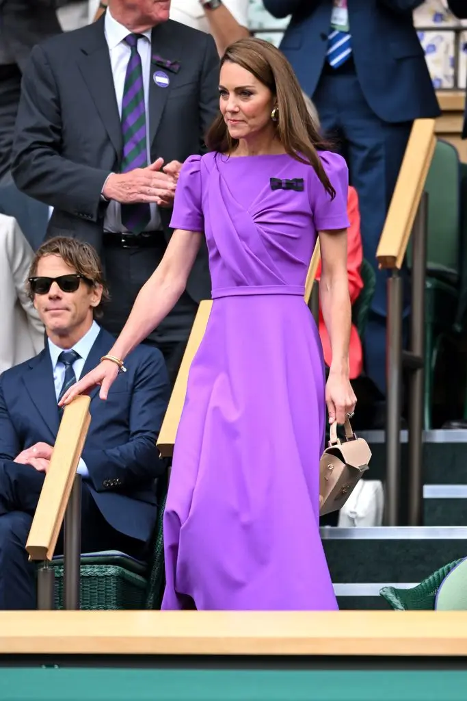 Catherine, Princess of Wales, wore a vivid purple dress to the Men's Singles Final at Wimbledon