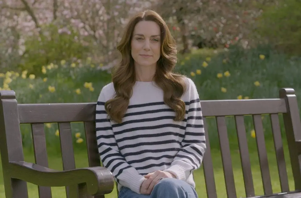 Kate Middleton wearing Breton top and jeans to announce cancer diagnosis