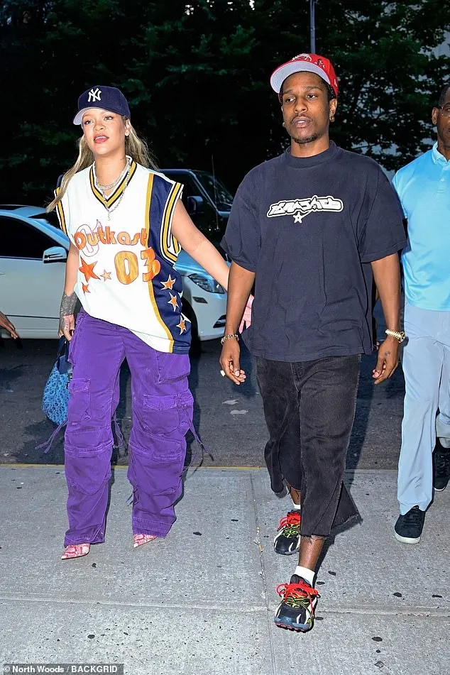 Rihanna and her babydaddy A$AP Rocky dressed down for a casual stroll after leaving an Aloft Hotel in New York City on Saturday