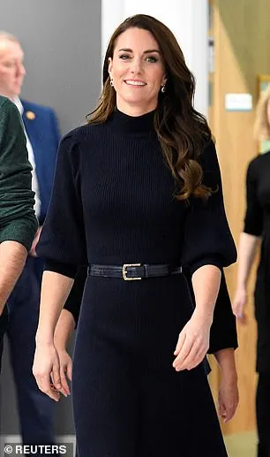 The royal looks stylishly cosy in the knitted 'Eva' dress while visiting the Royal Liverpool University Hospital