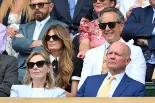 Image may contain Richard E. Grant William Hague Björn Ulvaeus Jemima Goldsmith Accessories Sunglasses and Formal Wear