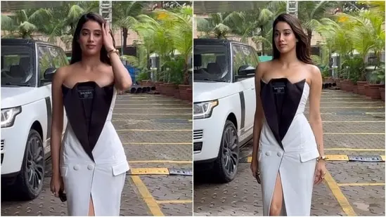 Janhvi Kapoor dresses up in a black and white suit for an occasion. ( Instagram )