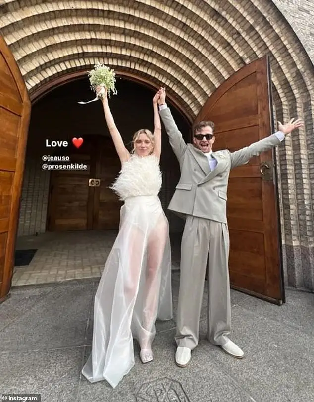 Pernille Rosenkilde, caused a stir in the revealing gown which some people called 'inappropriate'. The Danish influencer is pictured here with her husband