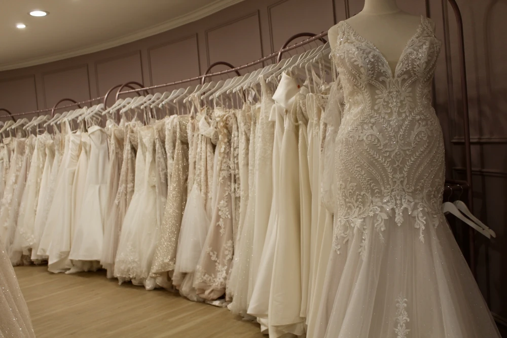 Whittington Bridal offers various designer dresses ranging from$ 1, 500-$ 7, 000. ( Jovanna Aguilar/Community Impact )