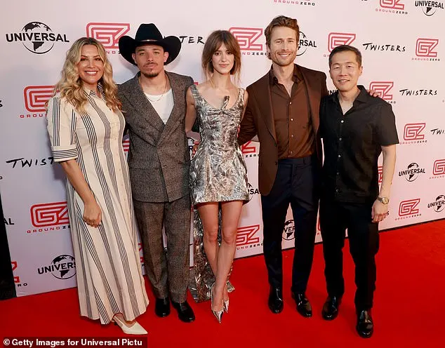 Daisy posed up a storm as she joined co-stars Glen (second right), and Anthony Ramos (second left), alongside the film's director Lee Isaac Chung, and producer Ashley Jay Sandberg