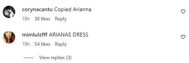 'ARIANAS DRESS,' one wrote