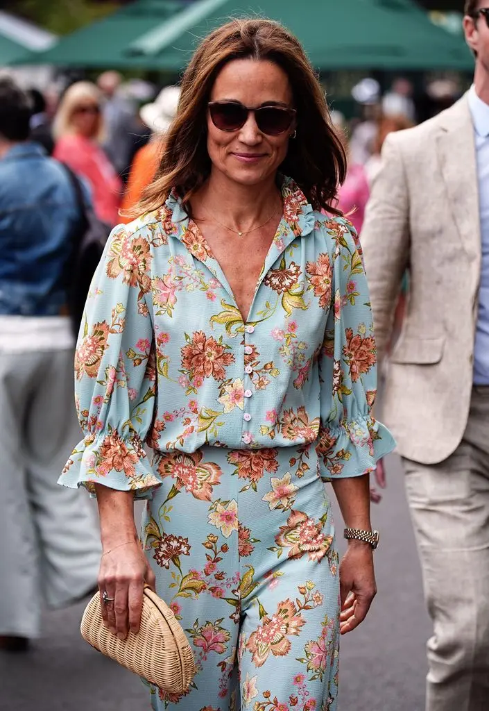 Pippa Middleton in a turquoise floral dress