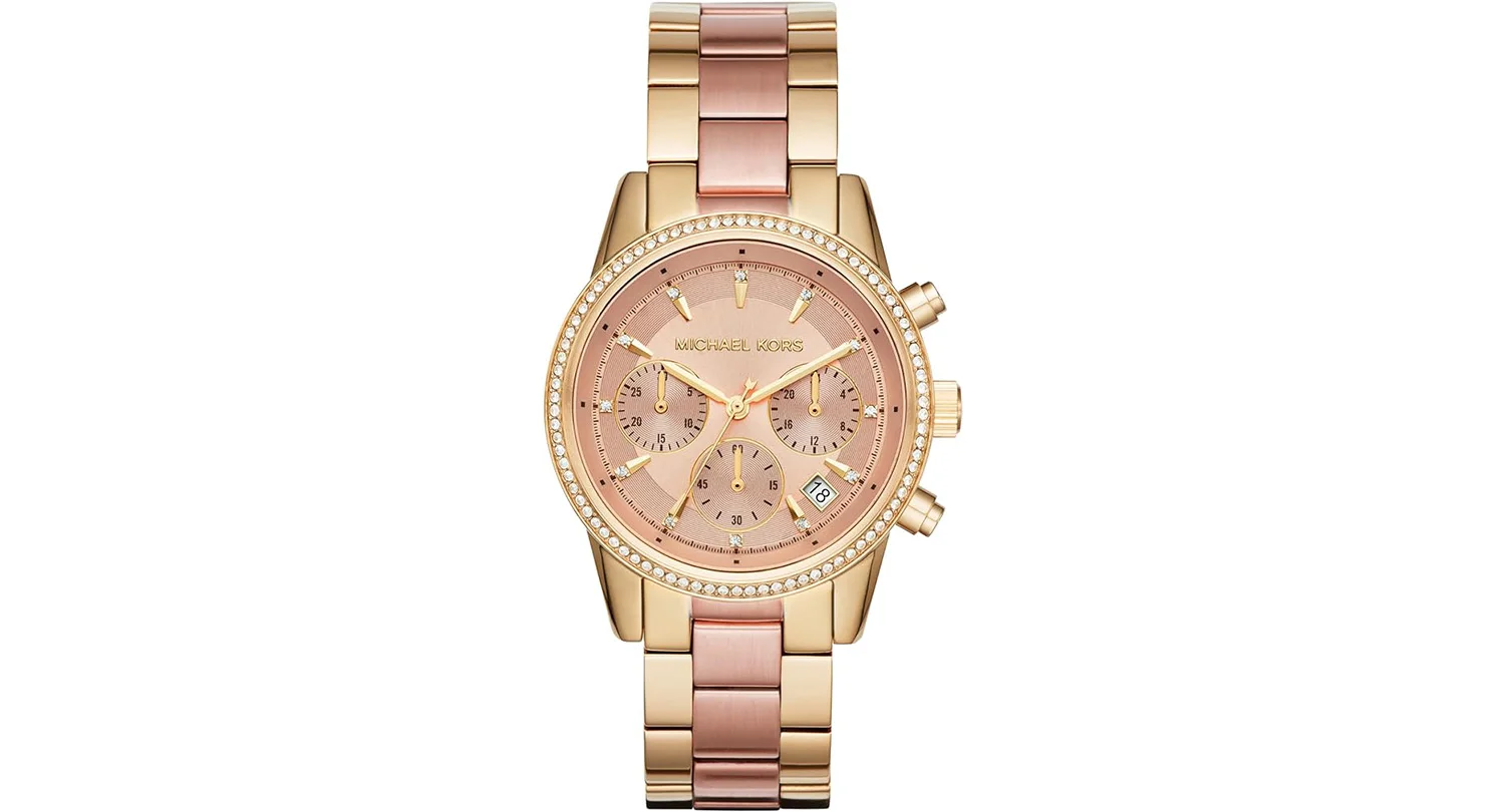 a rose gold Michael Kors watch