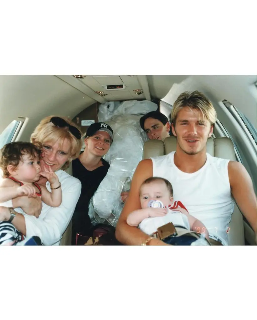 David Beckham and family in plane