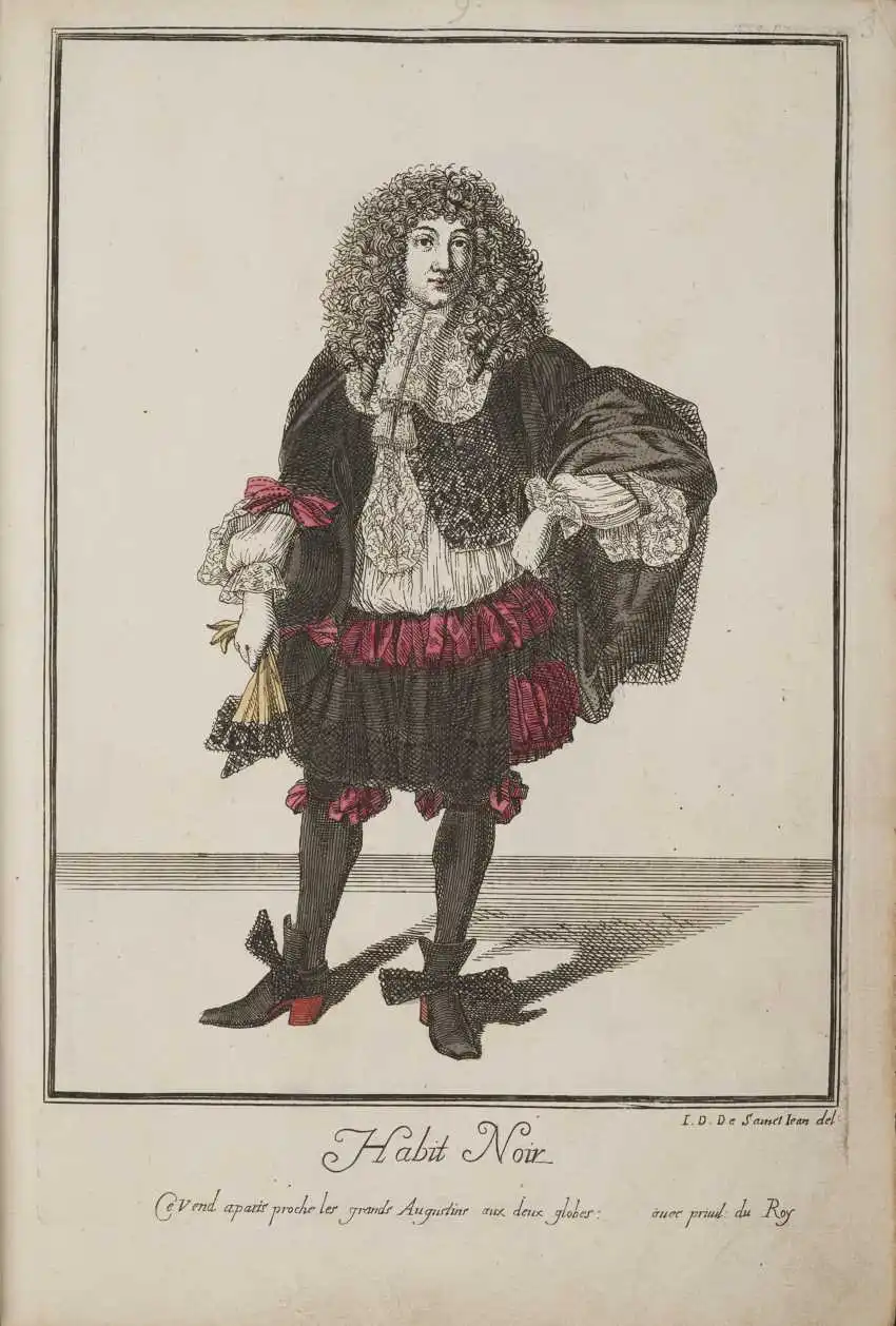 Print of man wearing elaborate 17th-century clothing