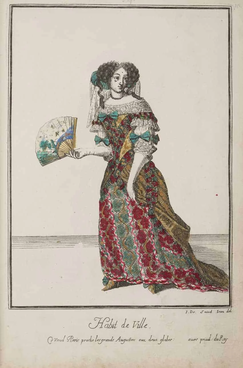 Print of woman wearing 17th-century clothing