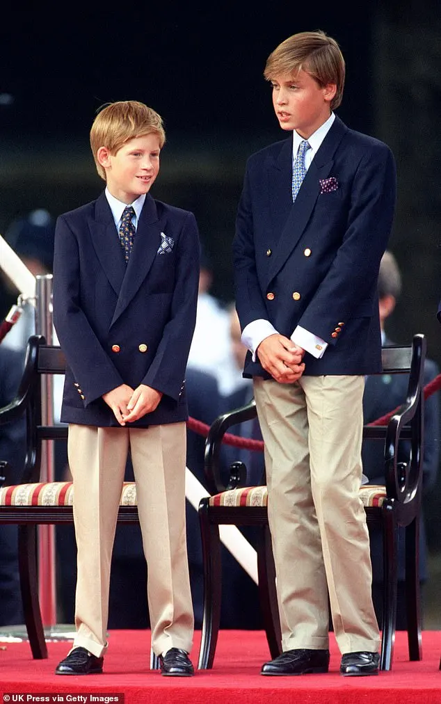 Prince Harry and Prince William mirrored each other in matching outfits at the VJ Day 50th anniversary celebrations in London, 1995