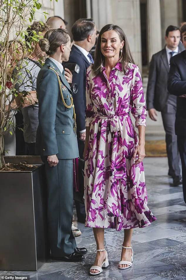 Letizia was radiant in a shirt dress from Carolina Herrera costing ¿850, which is believed to be a new addition to her wardrobe