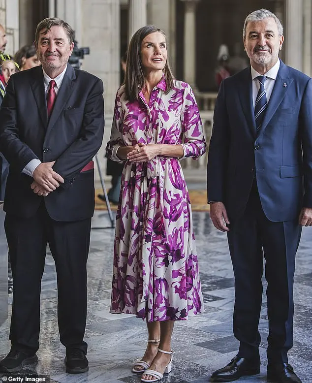 The director of the Cervantes Institute, Luis Garcia Montero, Queen Leticia of Spain and the mayor of Barcelona, Jaume Collboni