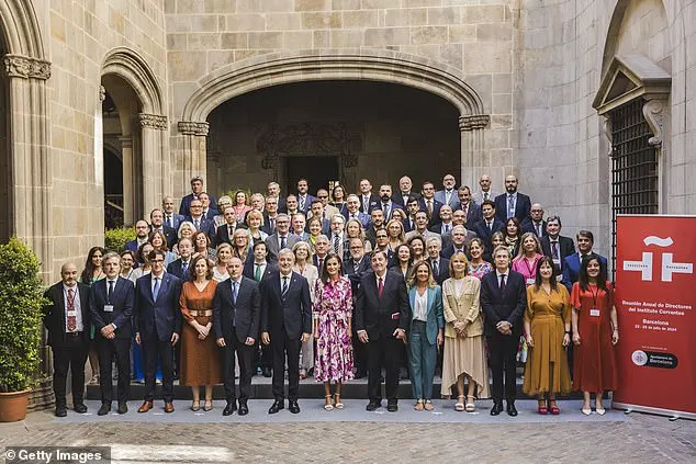 Salvador Illa, the Mayor of Barcelona, Jaume Collboni and Queen Leticia of Spain attend the annual meeting of Directors of the Cervantes Institute