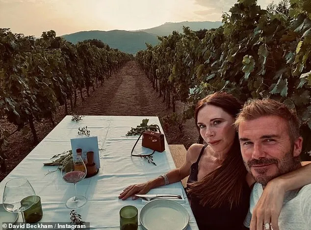 Victoria and David Beckham enjoyed a romantic meal together at a stunning Vineyard in France on Tuesday