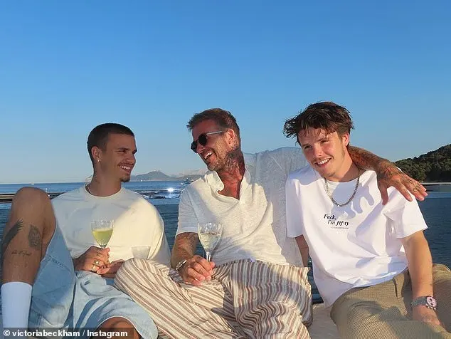 Victoria also shared sweet images of their children Romeo, 21, and Cruz, 19, posing on a mega yacht in Sardinia