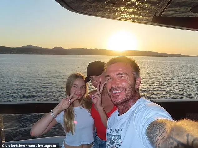 David gathered his family on a mega yacht in Sardinia for daughter Harper's 13th birthday, with his brood making the most of the warm weather and trying out water sports