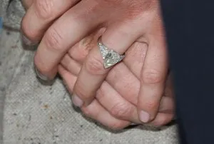 DUBLIN, IRELAND - APRIL 04: A close-up photo of an engagement ring worn by Charlene Wittstock, fiancee to His Serene Highness, Prince Albert II Of Monaco visits the National Museum during a State visit on April 4, 2011 in Dublin, Ireland. (Photo by Gareth Cattermole/Getty Images)