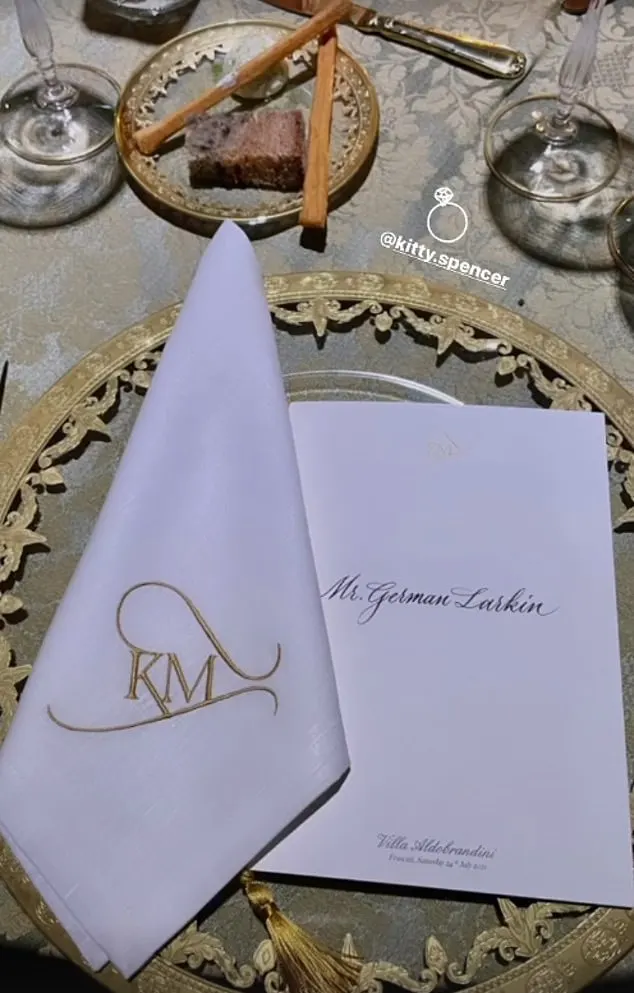 The tables were set with personalised serviettes, embroidered with the couple's initials