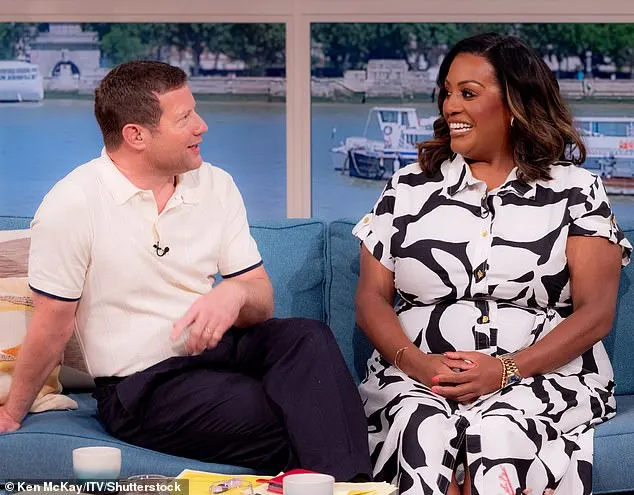 The TV personality, 49, stunned in a black and white patterned button-up dress, complete with strappy gold sandals, as she fronted the ITV programme with co-host Dermot O'Leary