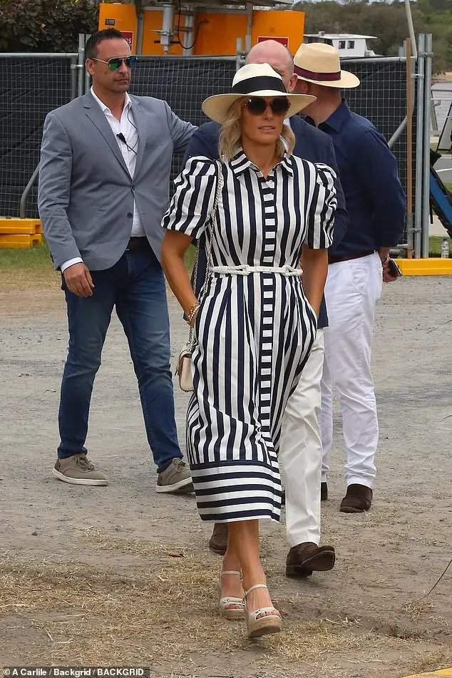 In January, Zara arrived at the Magic Millions polo and showjumping event in Australia looking stunning in this Rebecca Vallance striped dress