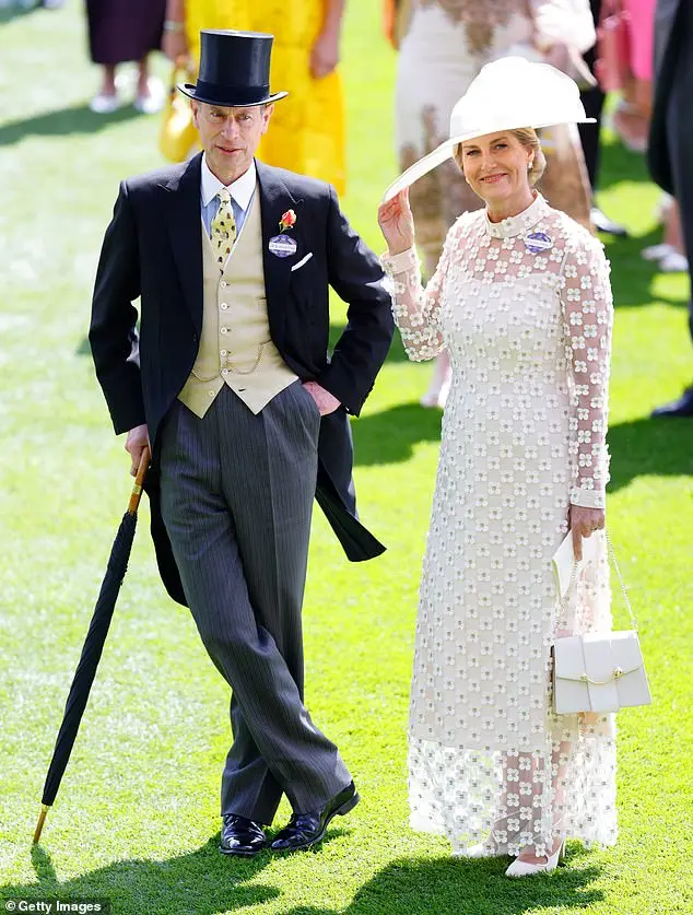 Sophie, Duchess of Edinburgh celebrated her wedding anniversary at Ascot and was holding this white Strathberry handbag which matched her outfit