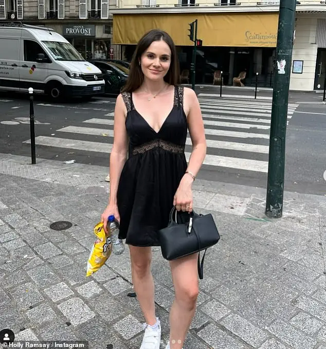 Holly Ramsay put on a stylish display in little black dress and trainers as she shared some Instagram snaps of her time in Paris on Wednesday