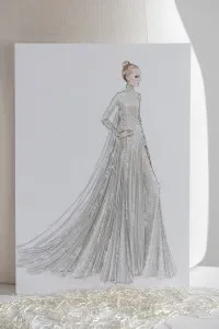 A sketch of Celine Dion's Dior dress