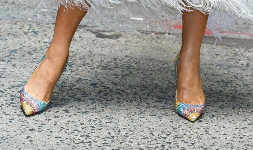 A close-up of Blake Lively's shoes.