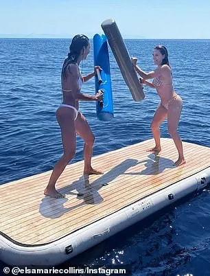 At one point during the trip, Elsa and Eva had some fun by 'dueling' each other - they stood on a wooden platform and tried to knock each other off using big round floats