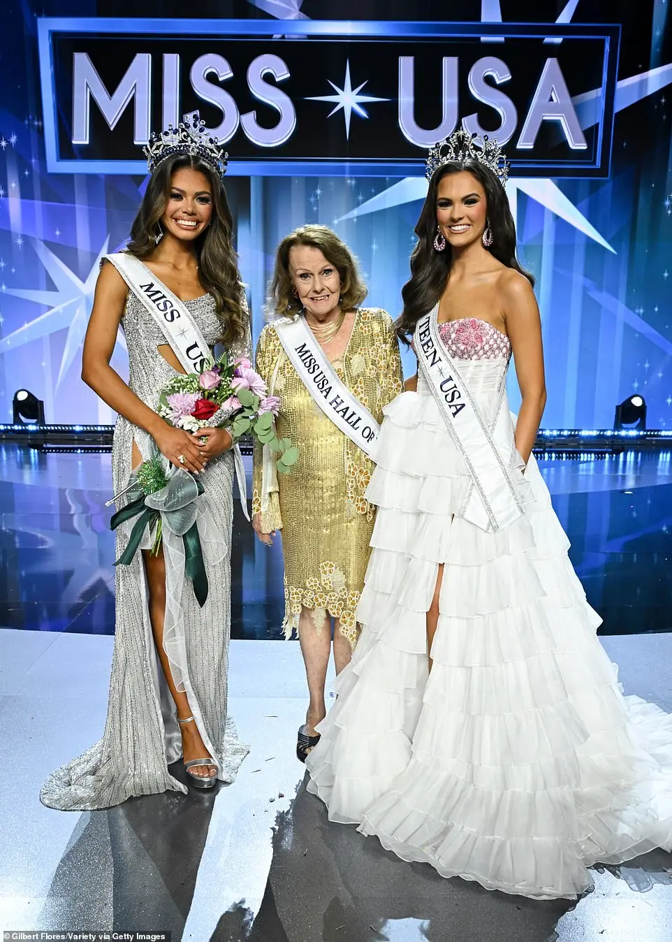 Alma also made sure to pose with the newly-crowned Miss Teen USA 2024 Addie Carver (R) as well as Miss USA 1953 Myrna Hansen (M), who's celebrating her 90th birthday this Monday